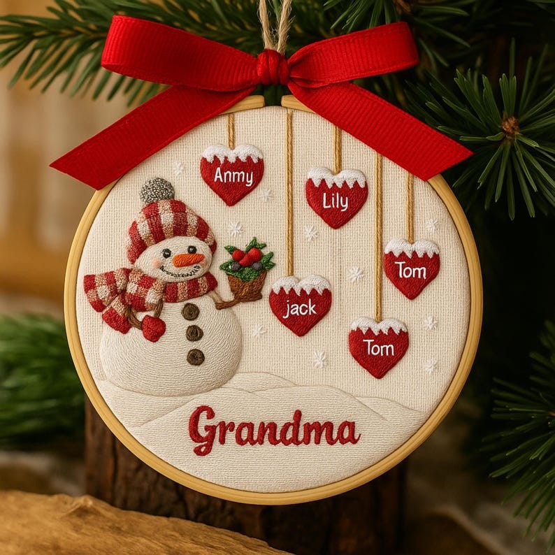 Personalized Embroidery Family Christmas Ornament Gift for Families 2025