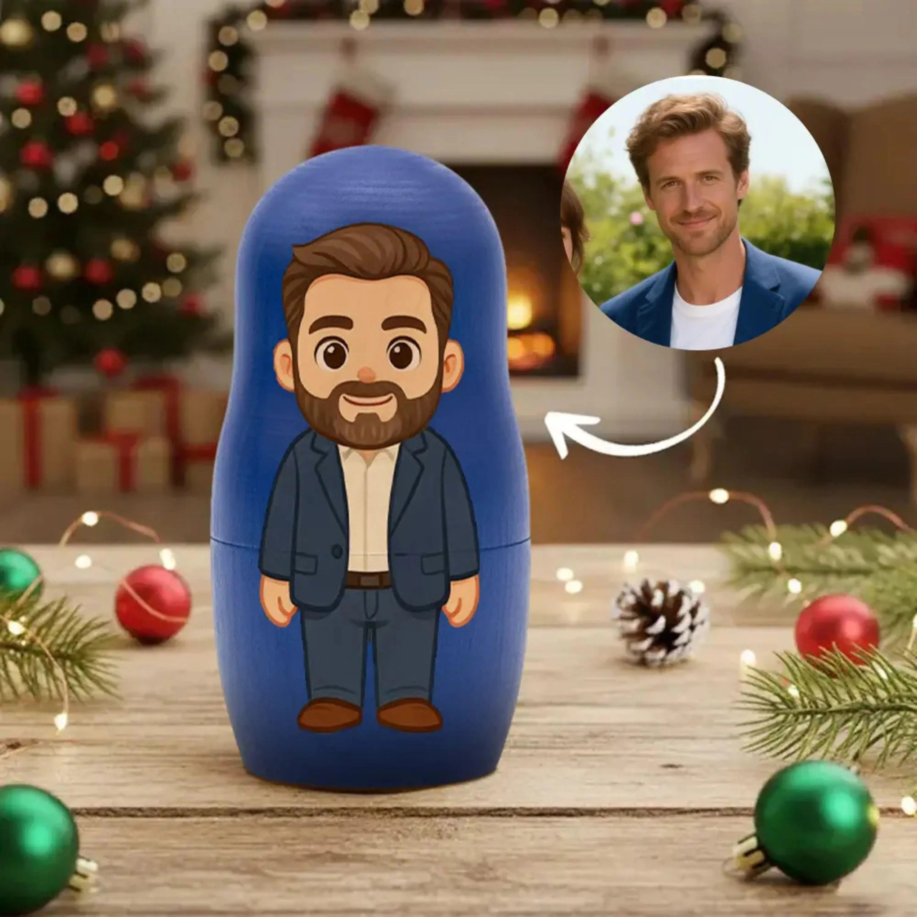 Personalized Portrait Nesting Doll for Parents Kids Couples