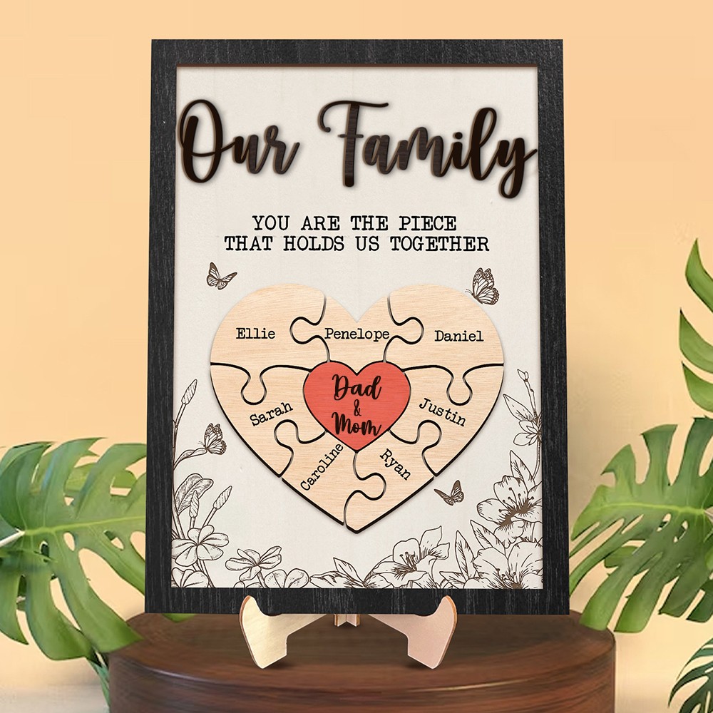 Custom You are the Piece that holds us together Wooden Puzzle Sign
