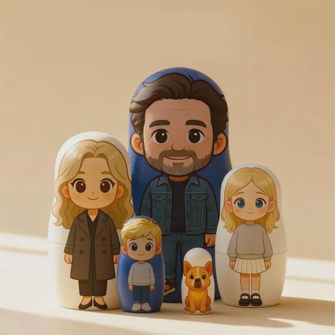 Personalized Portrait Nesting Doll for Parents Kids Couples
