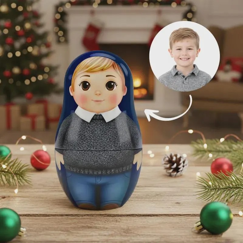 Personalized Portrait Nesting Doll for Parents Kids Couples