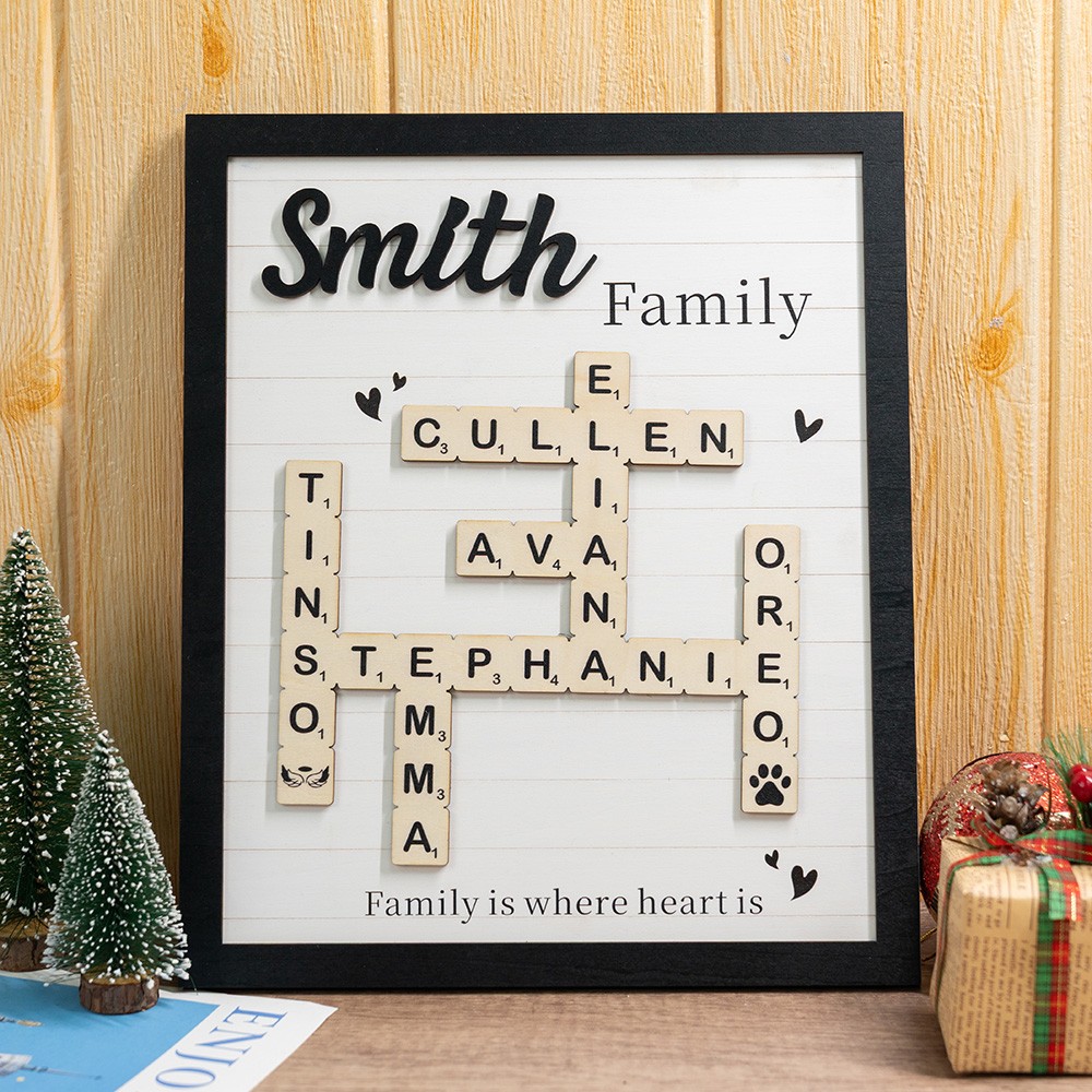 Custom Grandkid Crossword Scrabble Wooden Frame