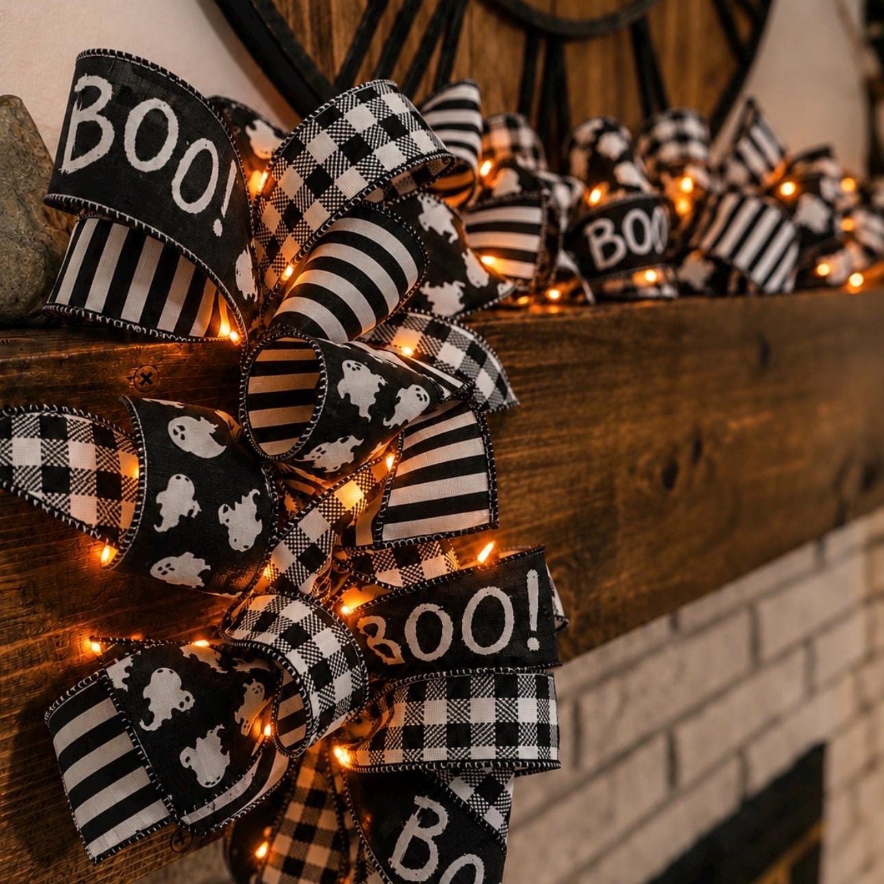 Black White Halloween Ribbon Garland