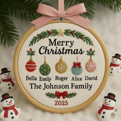 Personalized Embroidery Family Christmas Ornament Gift for Families 2025