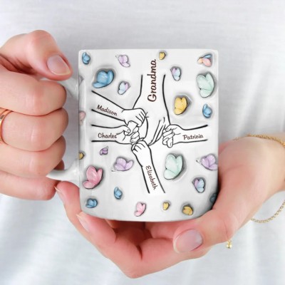 Hold My Hand, Hold My Heart - Family Personalized Custom 3D Inflated Effect Printed Mug - Mother's Day, Gift For Mom, Grandma