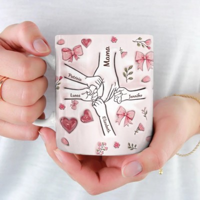 Hold My Hand, Hold My Heart - Family Personalized Custom 3D Inflated Effect Printed Mug - Mother's Day, Gift For Mom, Grandma
