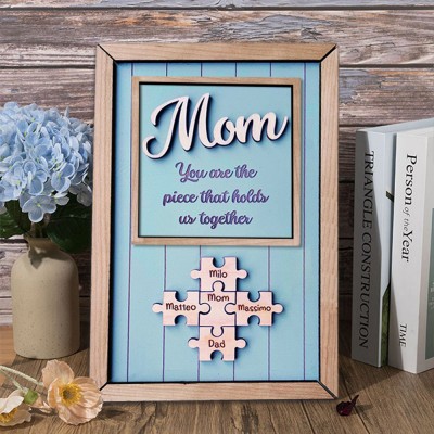 Mom You Are The Piece That Holds Us Together Wooden Puzzle Piece Mother's Day Sign