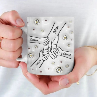 Hold My Hand, Hold My Heart - Family Personalized Custom 3D Inflated Effect Printed Mug - Mother's Day, Gift For Mom, Grandma
