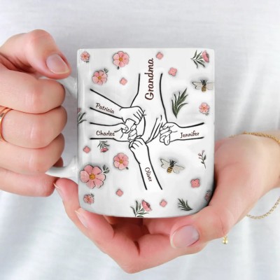 Hold My Hand, Hold My Heart - Family Personalized Custom 3D Inflated Effect Printed Mug - Mother's Day, Gift For Mom, Grandma