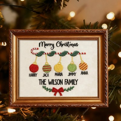 Personalized Embroidery Family Wood Frame Christmas Gift