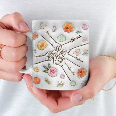 Hold My Hand, Hold My Heart - Family Personalized Custom 3D Inflated Effect Printed Mug - Mother's Day, Gift For Mom, Grandma