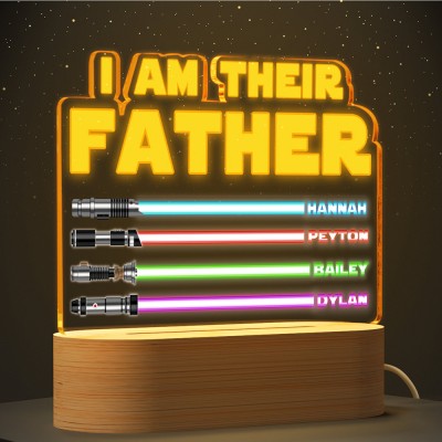 "I Am Their Father" Personalized Lightsaber Night Light for Dad