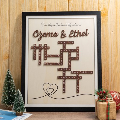 Custom Wooden Scrabble Family Name Puzzle Frame