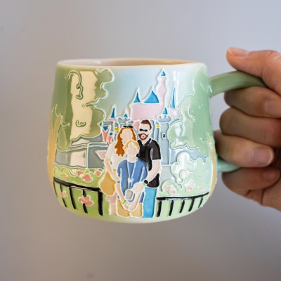 Custom Family Portrait Ceramic Mug Hand Painted Underglaze Art from Photo