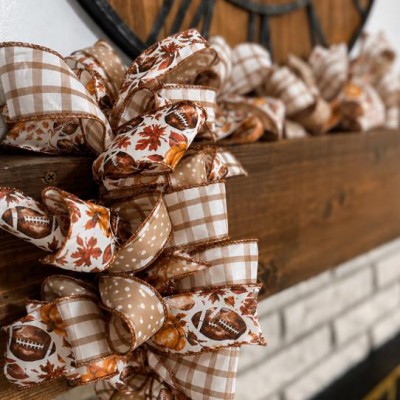 Neutral Fall Ribbon Garland with Lights
