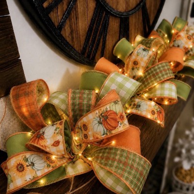 Handmade Fall Ribbon Garland with Pumpkins