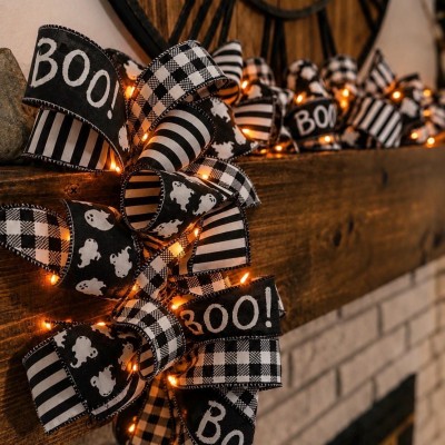Black White Halloween Ribbon Garland